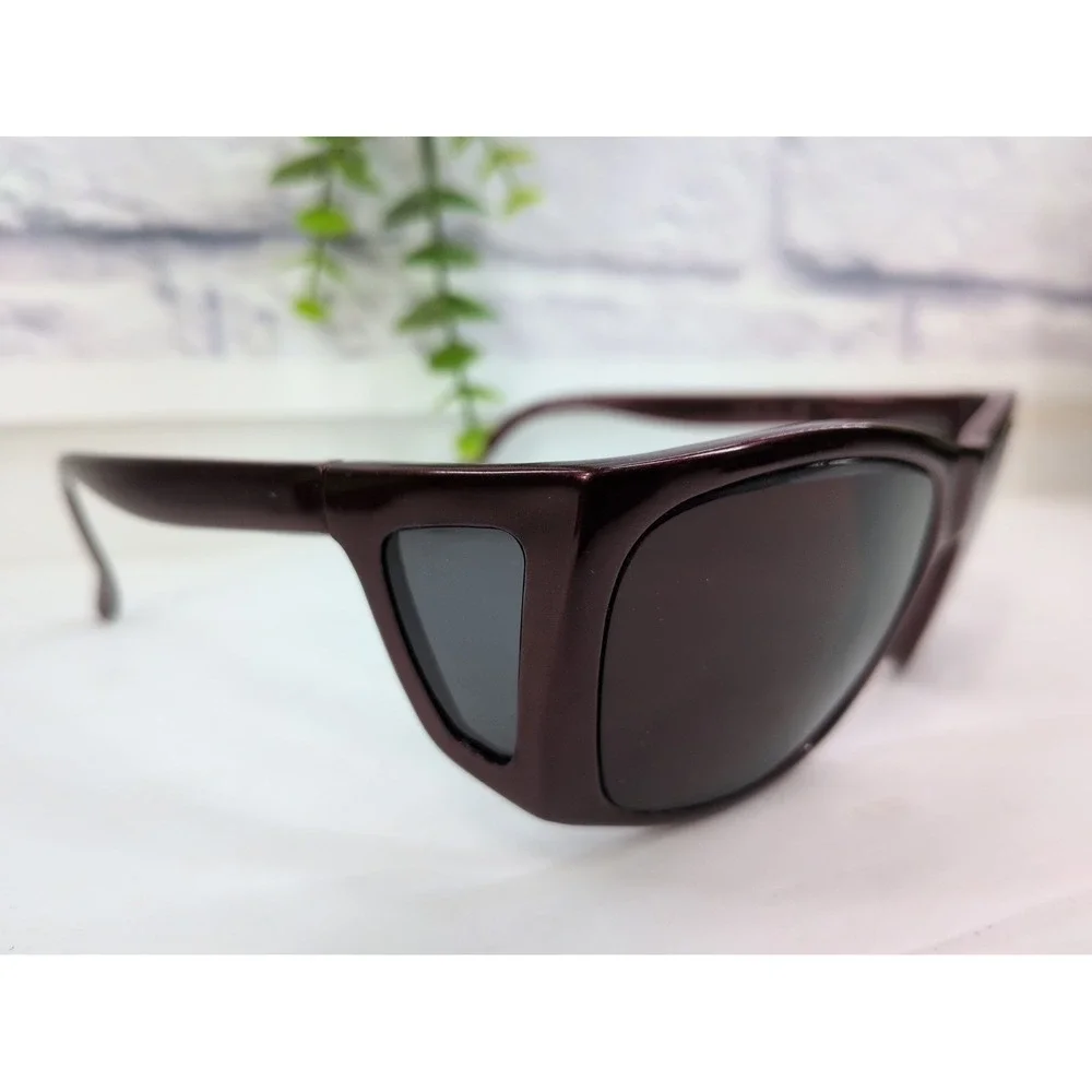 VNTG RARE 711🇫🇷Bolle Wrap Sunglasses Burgundy Side-Shield Support Nylon France